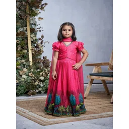 Vivedkids Girls Printed Beads and Stones Ready to Wear Lehenga & Blouse With Dupatta-picture-22