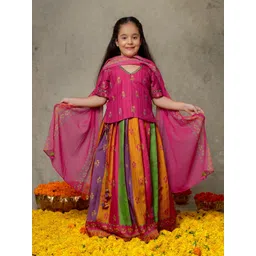 Vivedkids Girls Printed Ready to Wear Lehenga & Blouse With Dupatta-picture-10