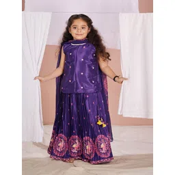 Vivedkids Girls Printed Sequinned Ready to Wear Lehenga & Blouse With Dupatta-picture-12
