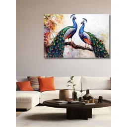 Viventiq White & Blue Couple Peacock Painting For Home Without Frame Wall Art-picture-34
