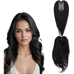 VIVIAN 2 Clip Matt hair Middle Partition Straight Synthetic Hair Topper, Hairpiece/Hair Extensions (Black Color)-picture-47