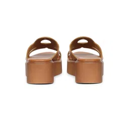 Viviblu Women Tan Crust Leather Flatform Sandals image 2