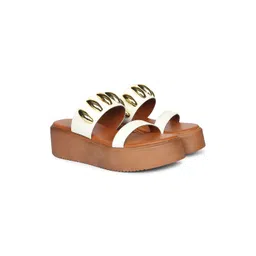 Viviblu Women White Leather Round Toe Open Back Paltform Heels Sandals-picture-39