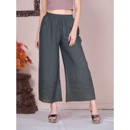 Vivika Women Paisley Embroidered Wide Leg Palazzos-picture-30