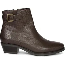 vivilblu Women's Leather Ankle Boots, Black and Brown, Genuine Leather, Stylish, Comfortable TPR Sole, Casual & Formal Wear-picture-12