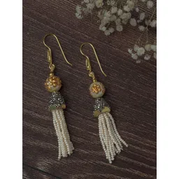 vivinia BY VIDHI MEHRA Gold-Plated Stones Studded & Beaded Spherical Shaped Drop Earrings-picture-27