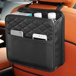 Vizaro Car back Seat organizer and hanging storage bag-Premium leather 25.5 CM Multifunction Car Seat Back Organizer for Kids & Adults (Black)-picture-17