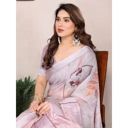vj fashion Floral Zari Linen Blend Saree-picture-42