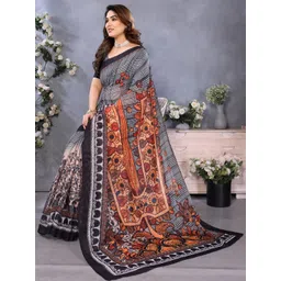 VJ FASHION Women Plain Linen Digital Printed Saree with Unstitched Blouse Piece-picture-39