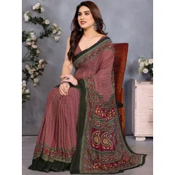 VJ FASHION Women Printed Georgette Art Silk Saree With Unstitched Blouse Piece-picture-22