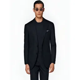 VK Global Notched Lapel Double Vent Single Breasted Cotton Blazer-picture-34