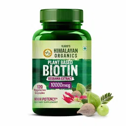 Vlado's Himalayan Organics Plant Based Biotin 10000mcg,  120 veggie capsule(s)  Unflavoured -image-0