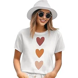 vlam Graphic Brown Hearts Minimal Print Tshirt for Women | Aesthetic Tshirt for Women and Girls-picture-18