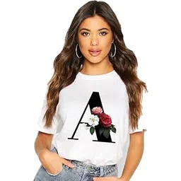 VLAM Graphic Flower Print A B C D E F G H I J K L M N O P Q R S T U V W X Y Z A to Z AlphabetTshirt for Men and Women-picture-10