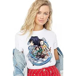 vlam Women Blue Anime Print Oversized Tshirt | Trendy Tshirt for Women and Girls-picture-47