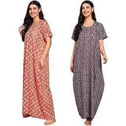 vlazom Women's Pure Cotton Regular Rajasthani Nighty Rajasthani Gown Jaipuri Nighty Jaipuri Gown Maxi Gown (Pack of 2 pcs)-picture-37