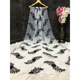 vm enterprise Net Embroidered White Women Dupatta-picture-15