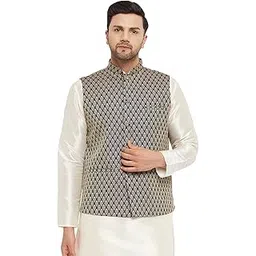 Men's Silk Blend Nehru Jacket-C-image-6