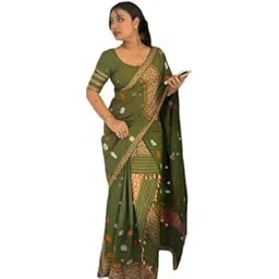 vm selling hub Women's Soft Cotton saree | Mekhala Chador Style with Pallu & Contrast Design | 5.5 Meter Saree with 0.8 Meter Unstitched Blouse Piece-picture-55