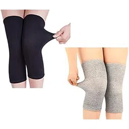 vocado New Vastra Lok - Black + Grey Color Woolen Leg Warmer Knee Warmer Woolen Knee Cap for Men and Women 2 Pair-picture-45