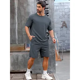 vogaan Men Top & Shorts Set Grey Solid-picture-12