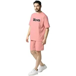 vogaan Men's T-Shirt and Shorts Set | Pyjama Set for Men | Co-ord Set | Cotton Printed Top & Shorts Night Suits Set-picture-31