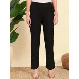 VOGAAN Women Original Mid Rise Slim Fit Easy Wash Trousers-picture-14