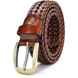 vogard Mens Braided Genuine Leather Original Branded Belt | Woven Leather Belt for Casual Pants with Brass Buckle| Micro Adjustable-picture-29