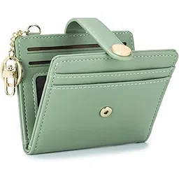vogard Slim Wallet for Women,RFID Blocking Bifold Credit Card Holder with Zipper Coin Pocket,ID Window & Keychain (Green)…-picture-25