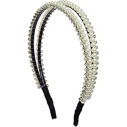 vogue hair accessories Off White Pearl Fancy Party Bridal Wedding Trendy Double Layer Hairband Headband Hair Accessories for Women And Girls (Double_Layer_Pearl)-picture-21