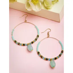 VOGUE PANASH Gold-Plated & Green Circular Drop Earrings-picture-25