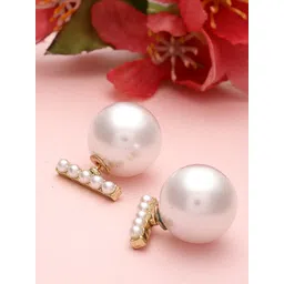 VOGUE PANASH Gold Plated Pearl Beaded Contemporary Studs Earrings-picture-22