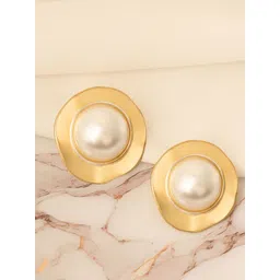 VOGUE PANASH Gold-Plated Pearls Studded Contemporary Studs-picture-27