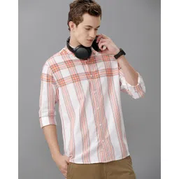 Voi Jeans Men Relaxed Fit Spread Collar Multi Striped Cotton Casual Shirt-picture-18