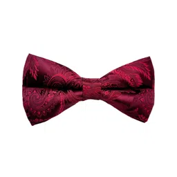 VOICI Burgundy Microfiber Woven Design Bow Tie-picture-17