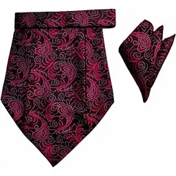 voici France Men's paisley Cravat ascot NeckTie Microfiber Fabric Black burgundy Color free size-picture-56