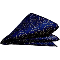 voici France Men's Pocket Square checked paisley design Gold Beige color free size Microfiber fabric (Blue Gold)-picture-29