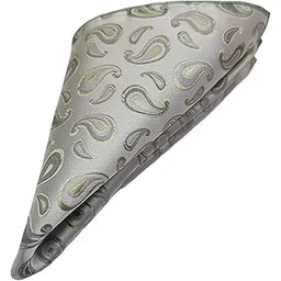 voici France - Premium Pocket Square Men Satin Wedding Handkerchief Multicolor Free Size (Gold Paisley)-picture-10