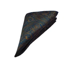 VOICI Men Blue & Gold Paisley Printed Pocket Square-picture-22
