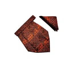 VOICI Men Copper Paisley Design Cravats & Pocket Square Combo-picture-22