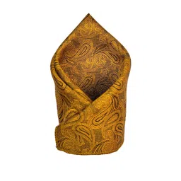 VOICI Men Gold Satin Paisley Design Printed Pocket Squares-picture-16