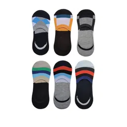 VOICI Unisex Pack Of 6 Colourblocked Cotton Shoe Liners-picture-10