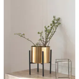 voidrop Gold Metal Floor Planters with Pot and Stand-picture-23