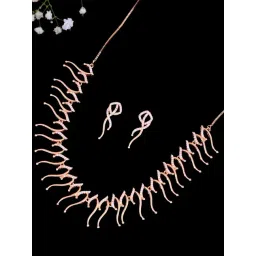 VOJ AD Stone Studded Designer Gold Plated Necklace With Earrings Set-picture-39