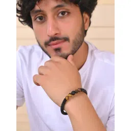 VOJ Black Leather Cuff Bracelets for Men image 2