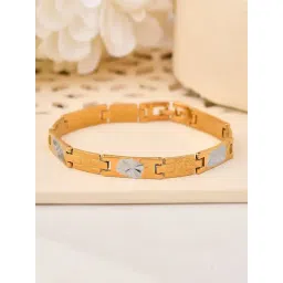 VOJ Gold & Silver Toned Textural Designer Bracelets for Men-image-31