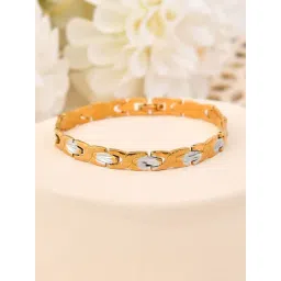 VOJ Gold & Silver Toned Textural Linked Bracelets for Men-picture-34