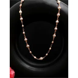 VOJ Gold Plated & White Pearls Chain for Women-image-16