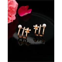 VOJ Gold Plated Crystal Studded Stud Earrings for Women-picture-35