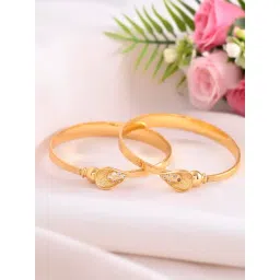 VOJ Gold Plated Tear Drop Shaped Classic Bangles Set of 2-picture-32